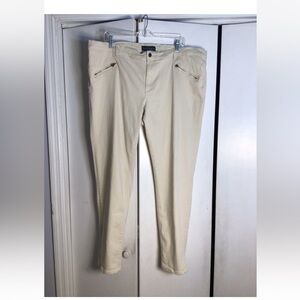 LRL Lauren Jeans Women Plus Cream Stretch Straight Leg Pants 22W Casual Preppy